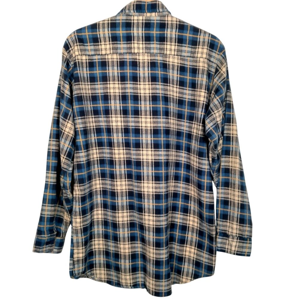 Vitage Ozark Trail Flannel Shirt Men Medium Blue Yellow Plaid Clssic Work Grunge - Picture 3 of 15